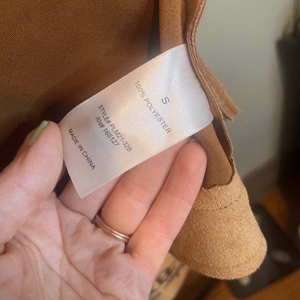 NWT Francesca's ALYA Suede Leather Bikercore Biker Moto Jacket‎ Brown Small - Picture 8 of 10